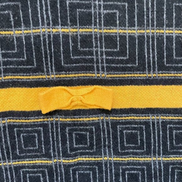 A. Ida Wool Blend Sweater Dress Women's Size Large Black/Yellow Geometric Plaid - Picture 3 of 8